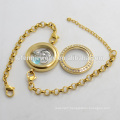 316l stainless steel Pearl Chain loating locket bracelet, crystal bracelet